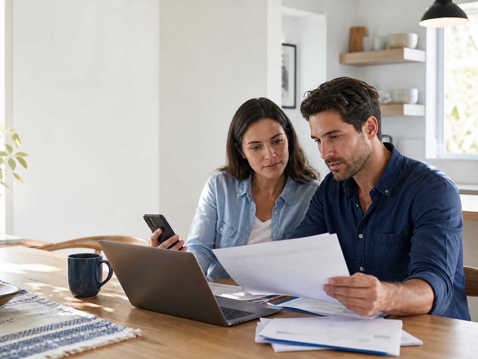 A household reviewing insurance documents together